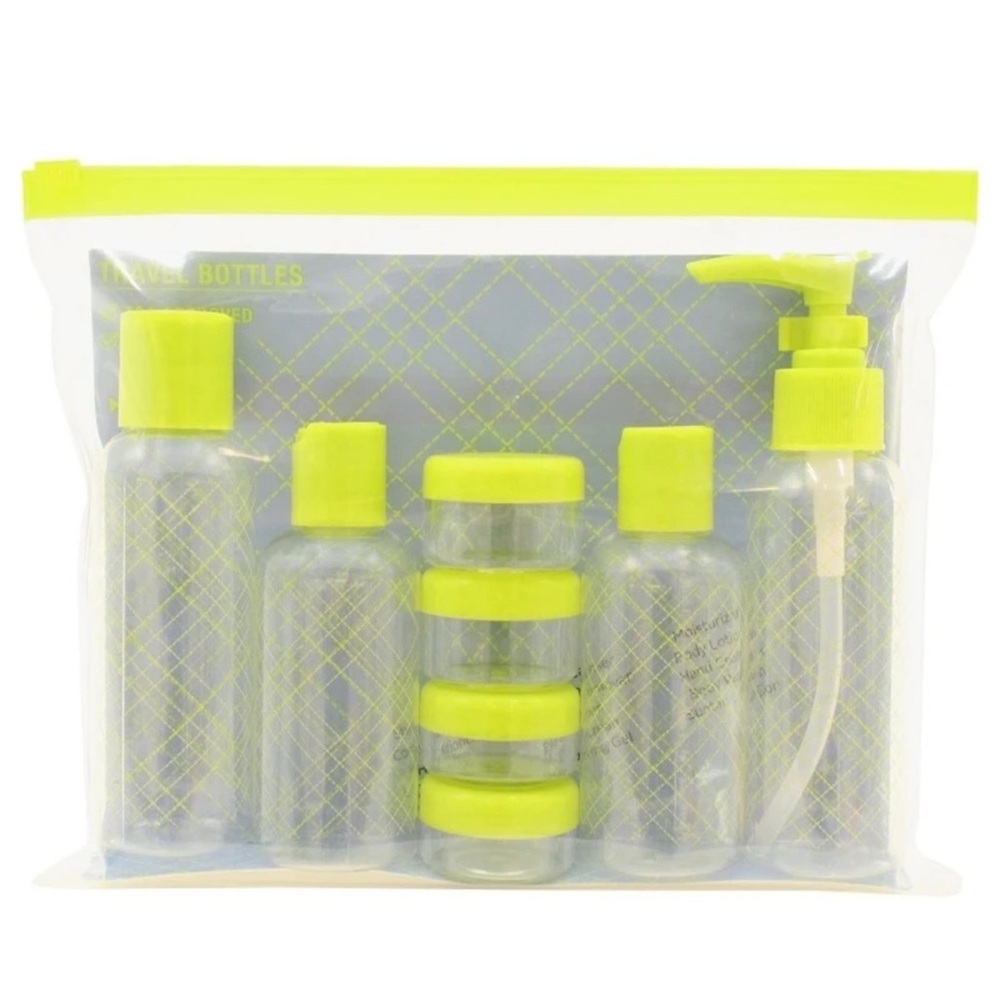 8 Travel Bottles & Bag in Dillon Quilt Periwinkle Green by MYTAGALONGS